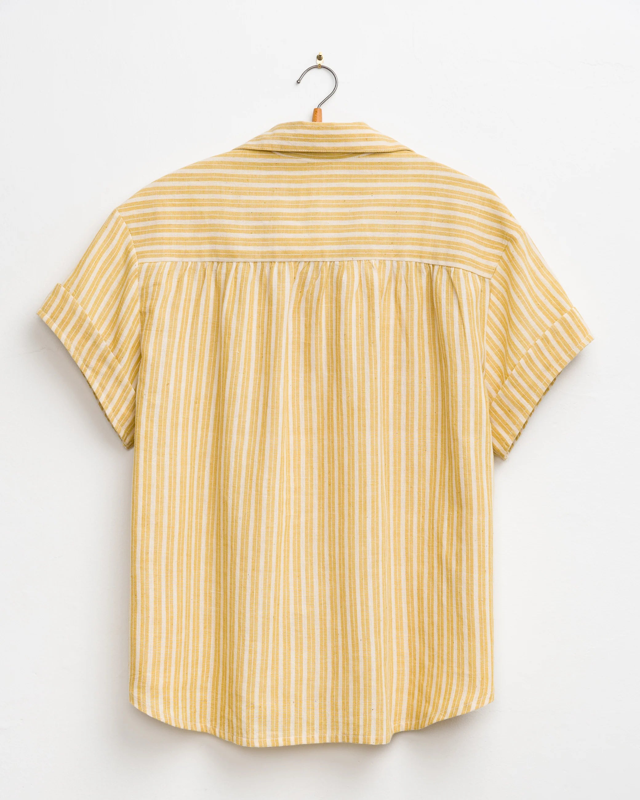 Umber & Ochre Meera SS Button Down Shirt Yellow Stripes