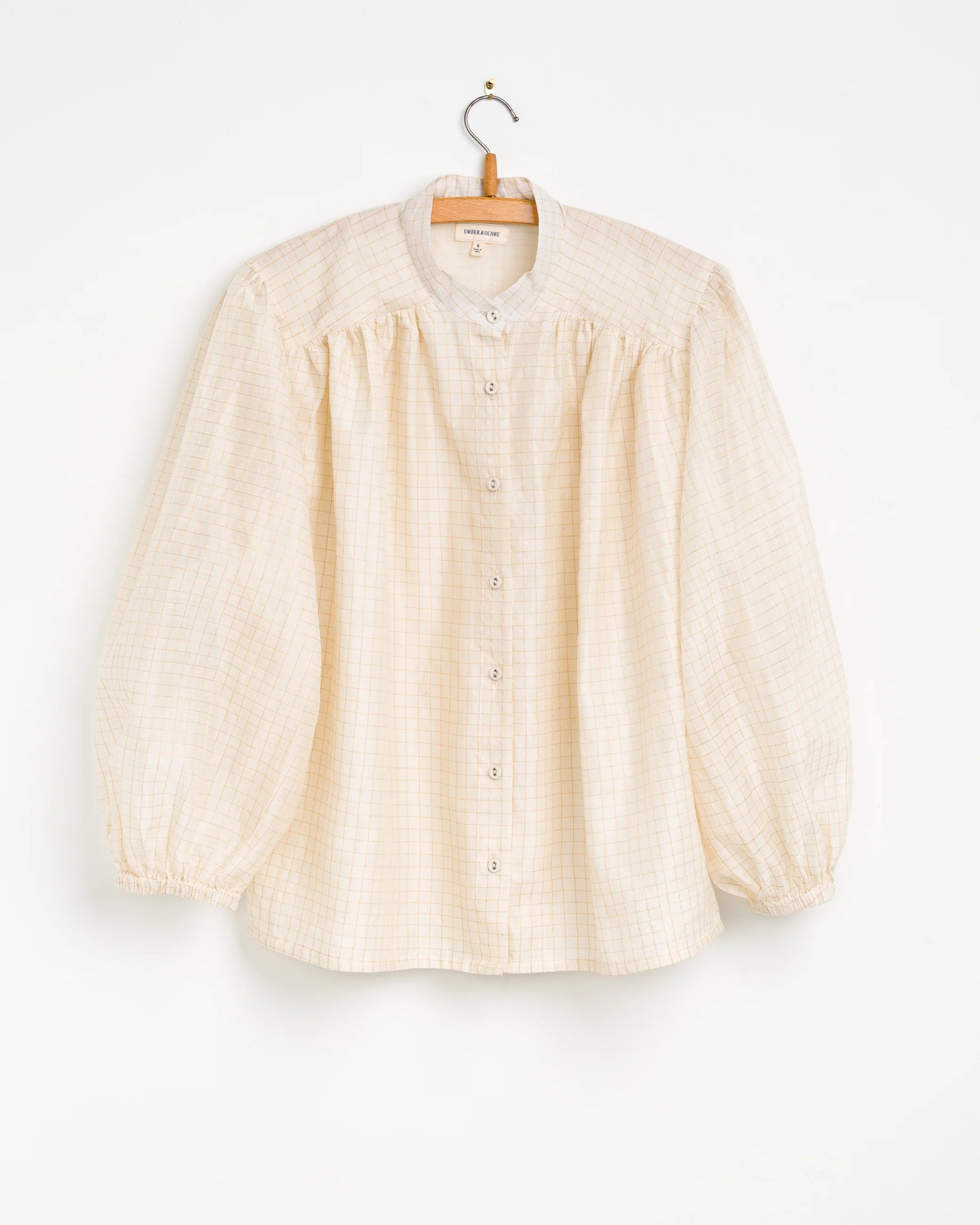 Umber & Ochre Sabrina Top in Ivory Gold Grid