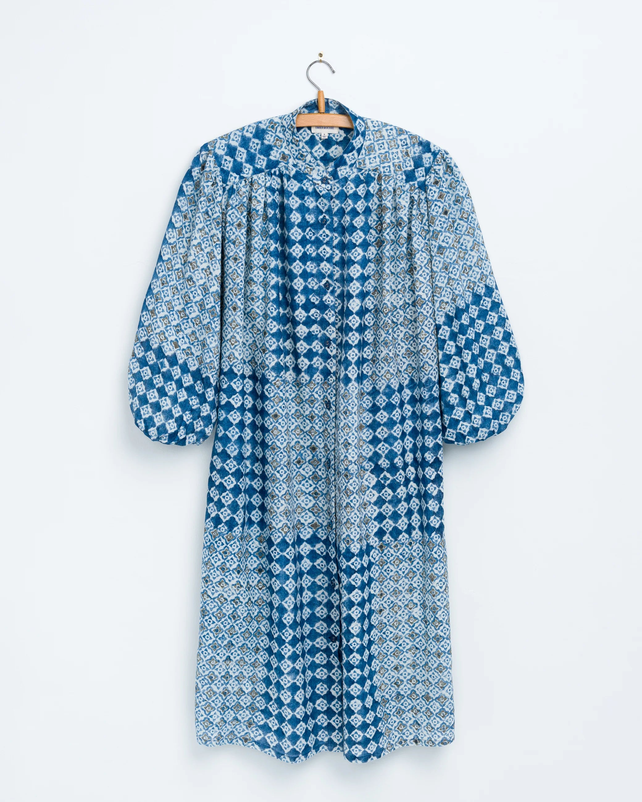 Umber & Ochre Samira Tunic in Engineered Tile Print Indigo