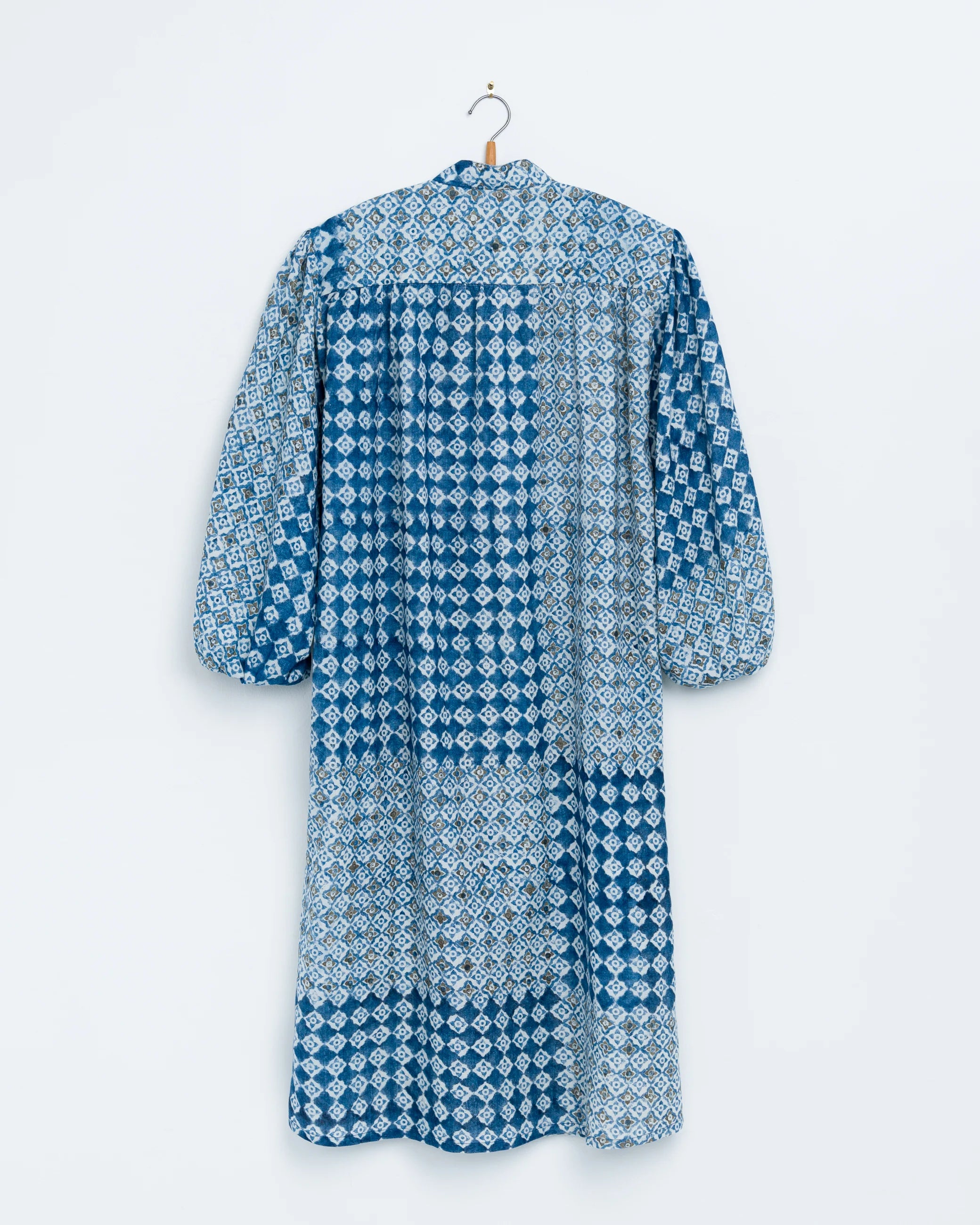 Umber & Ochre Samira Tunic in Engineered Tile Print Indigo
