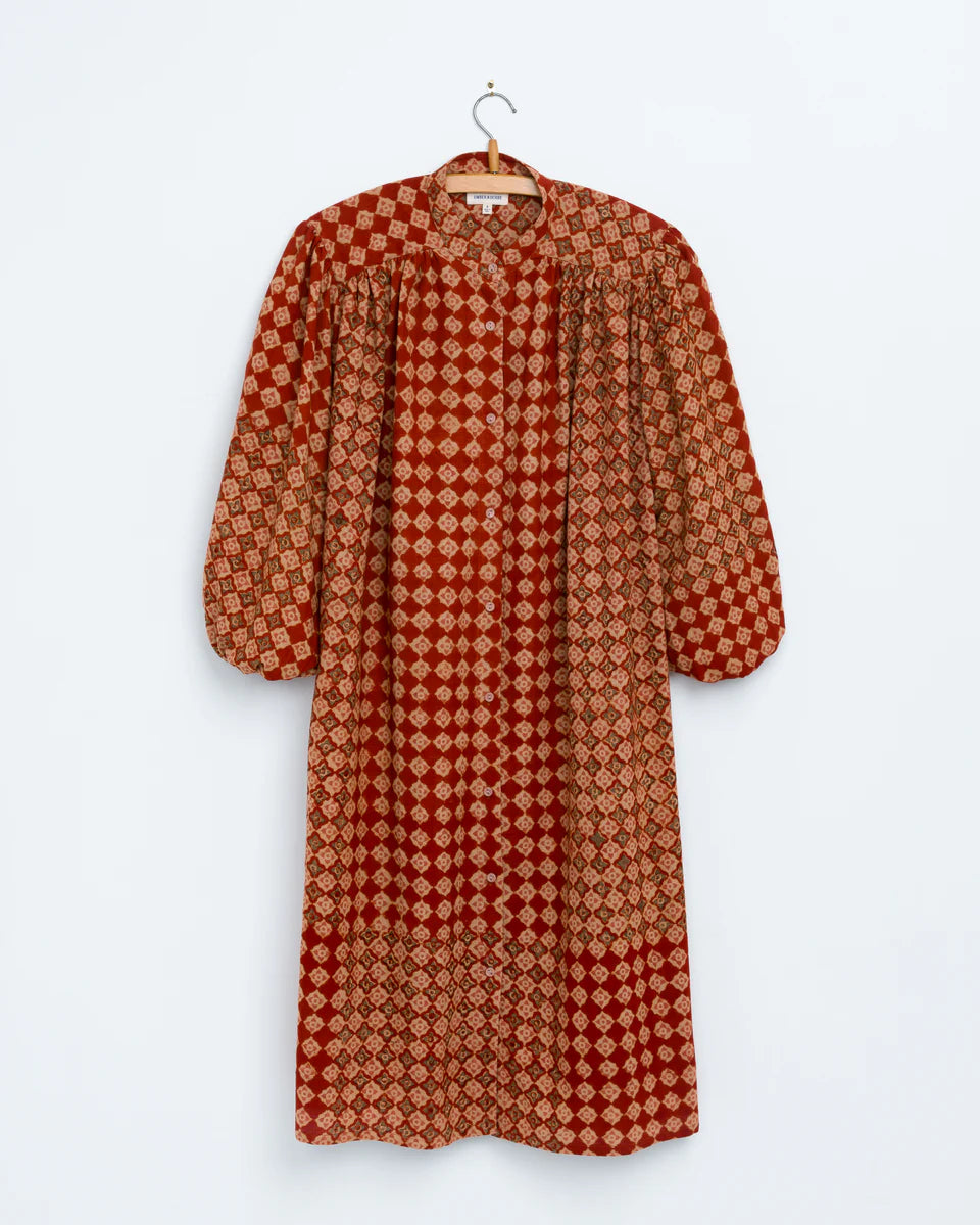 Umber & Ochre Samira Tunic in Engineered Tile Print Madder