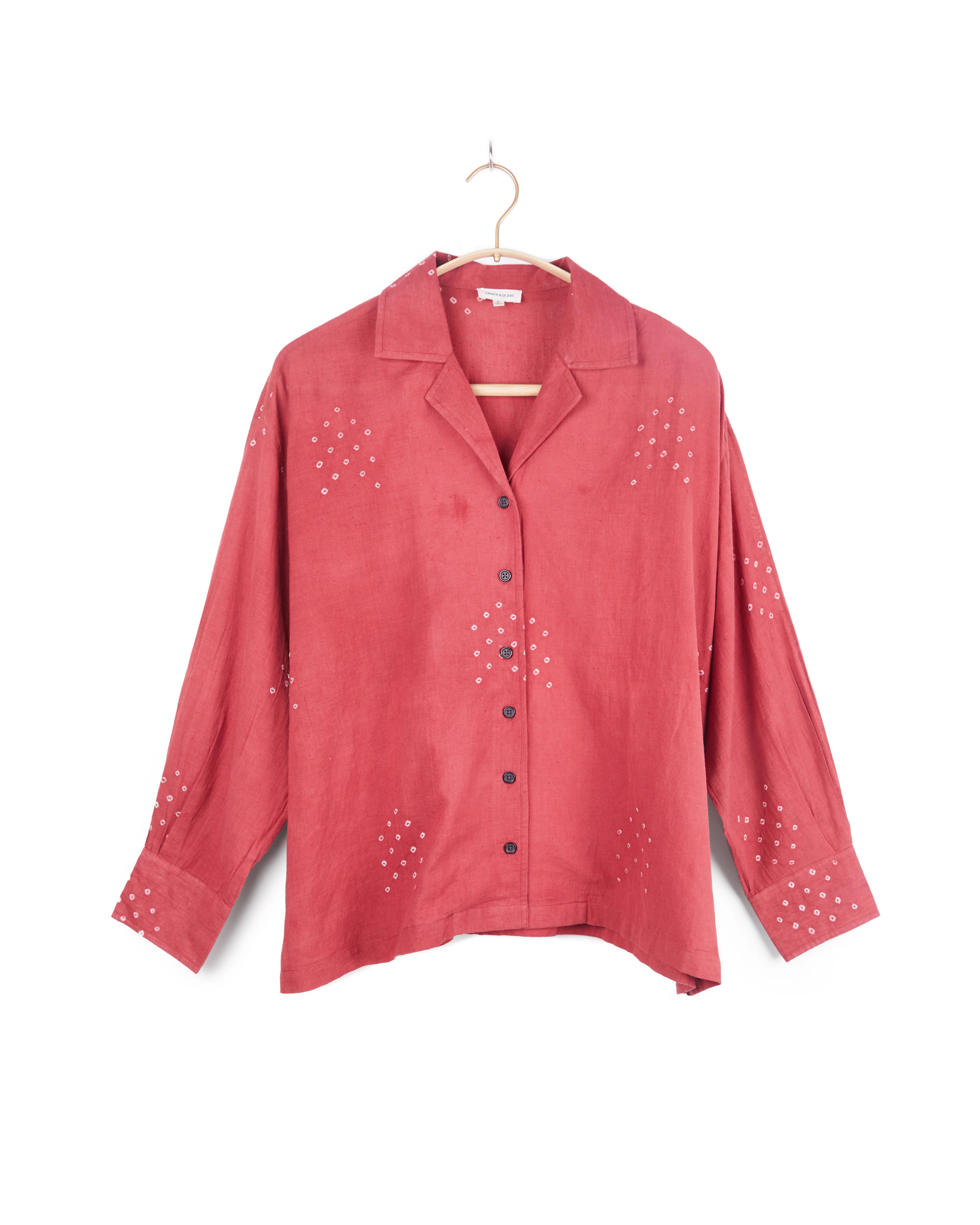 Umber & Ochre Anvi Drop Shoulder Shirt Bandhani Arrows Madder