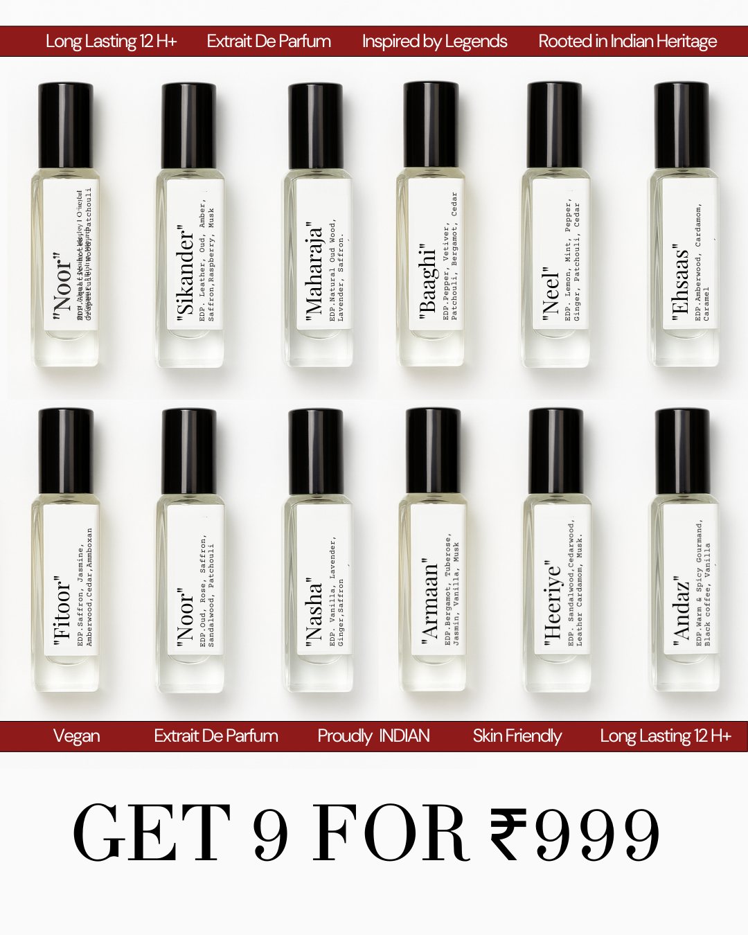 Buy 9 for 999 only! Choose any 3 packs of these luxury extrait de parfums
