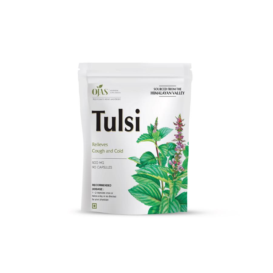 Ojas Tulsi Leaves Extract (500 mg capsules | 90 Capsules per box)