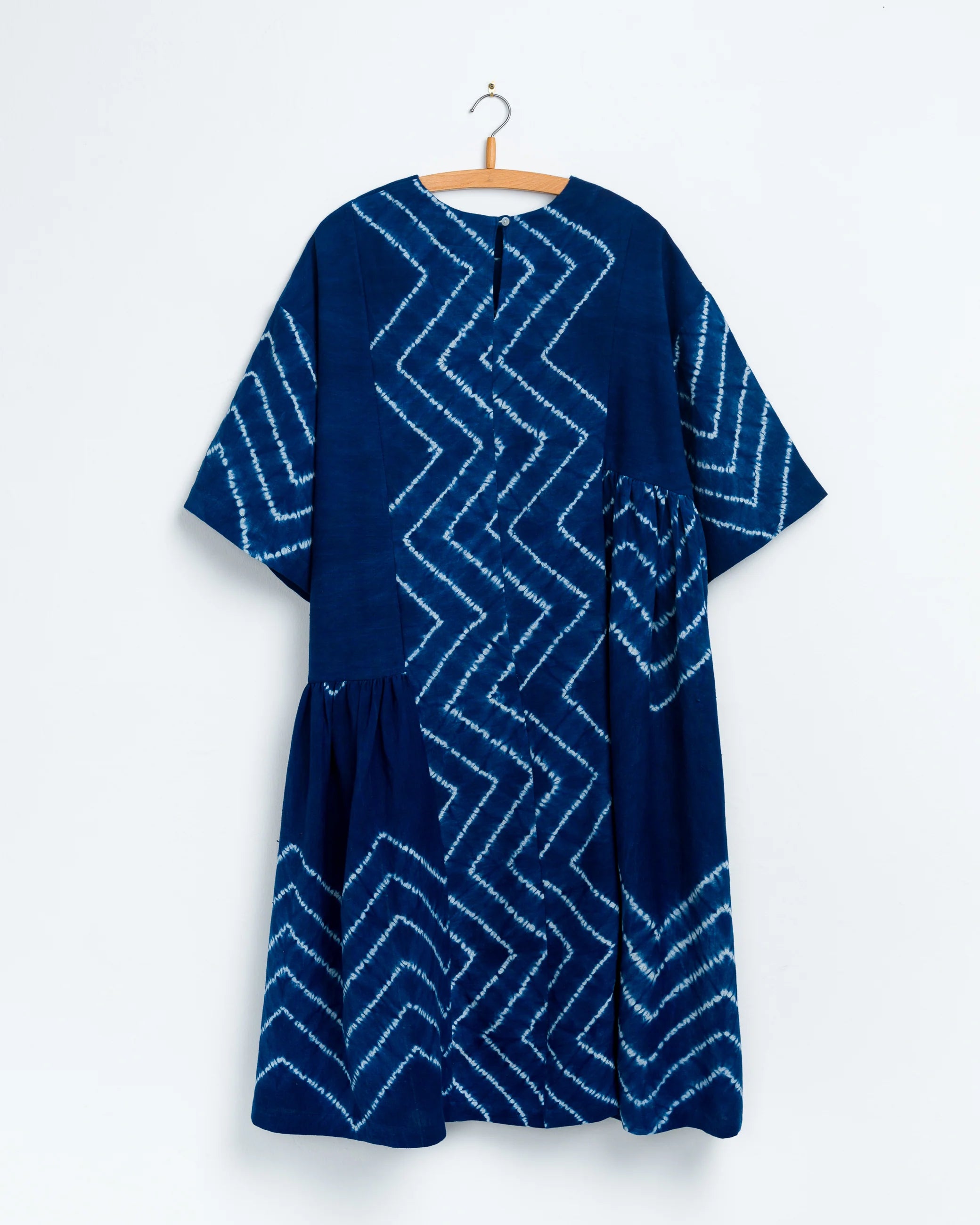 Umber & Ochre May Boxy Dress Chevron Shibori Indigo