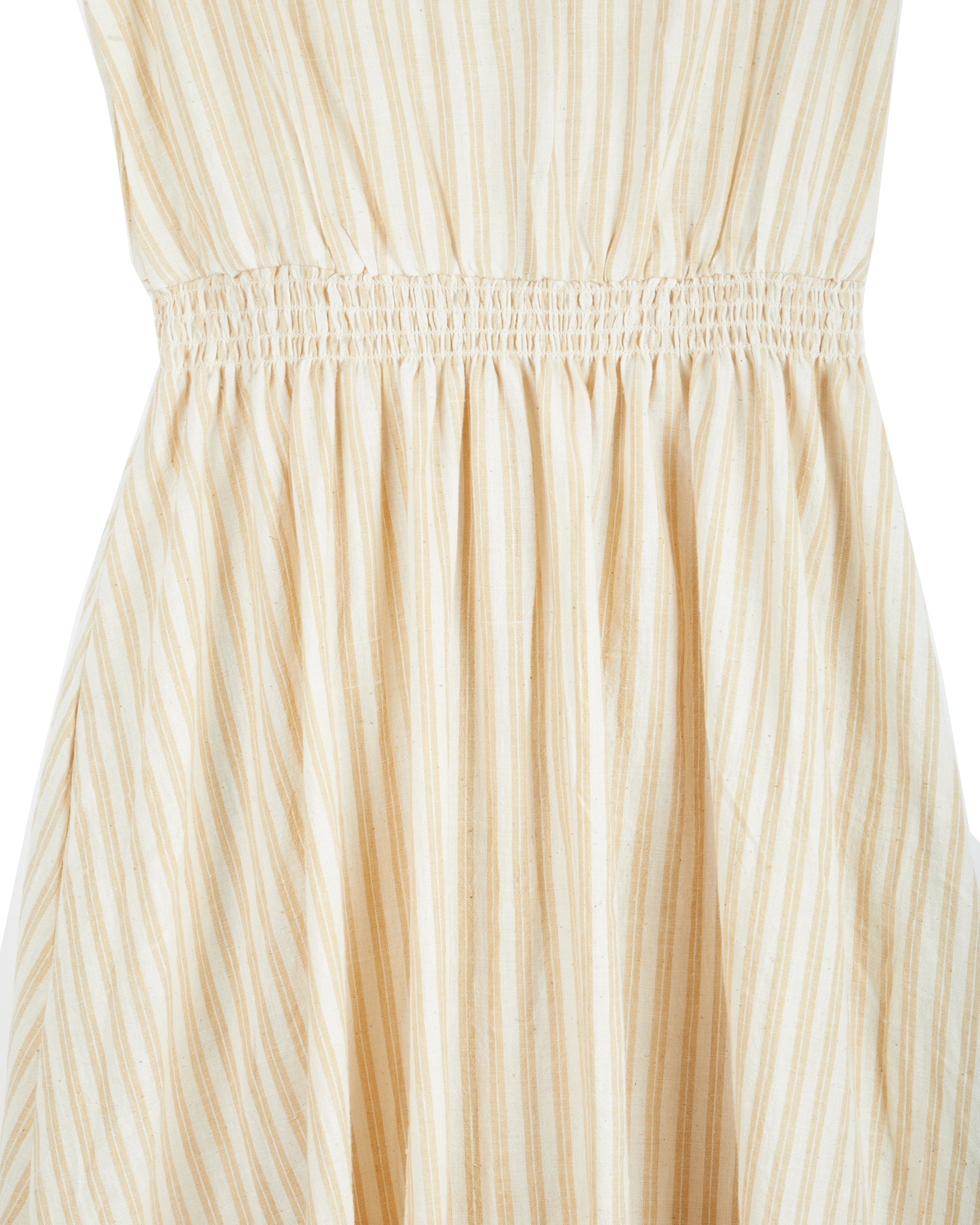 Umber & Ochre Eesha V Dress in Yellow Stripes