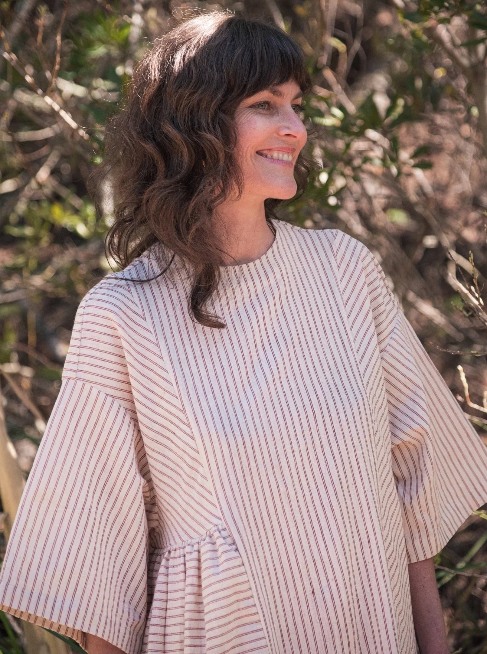 Umber & Ochre May Boxy Dress Twill Indigo Stripes Kora